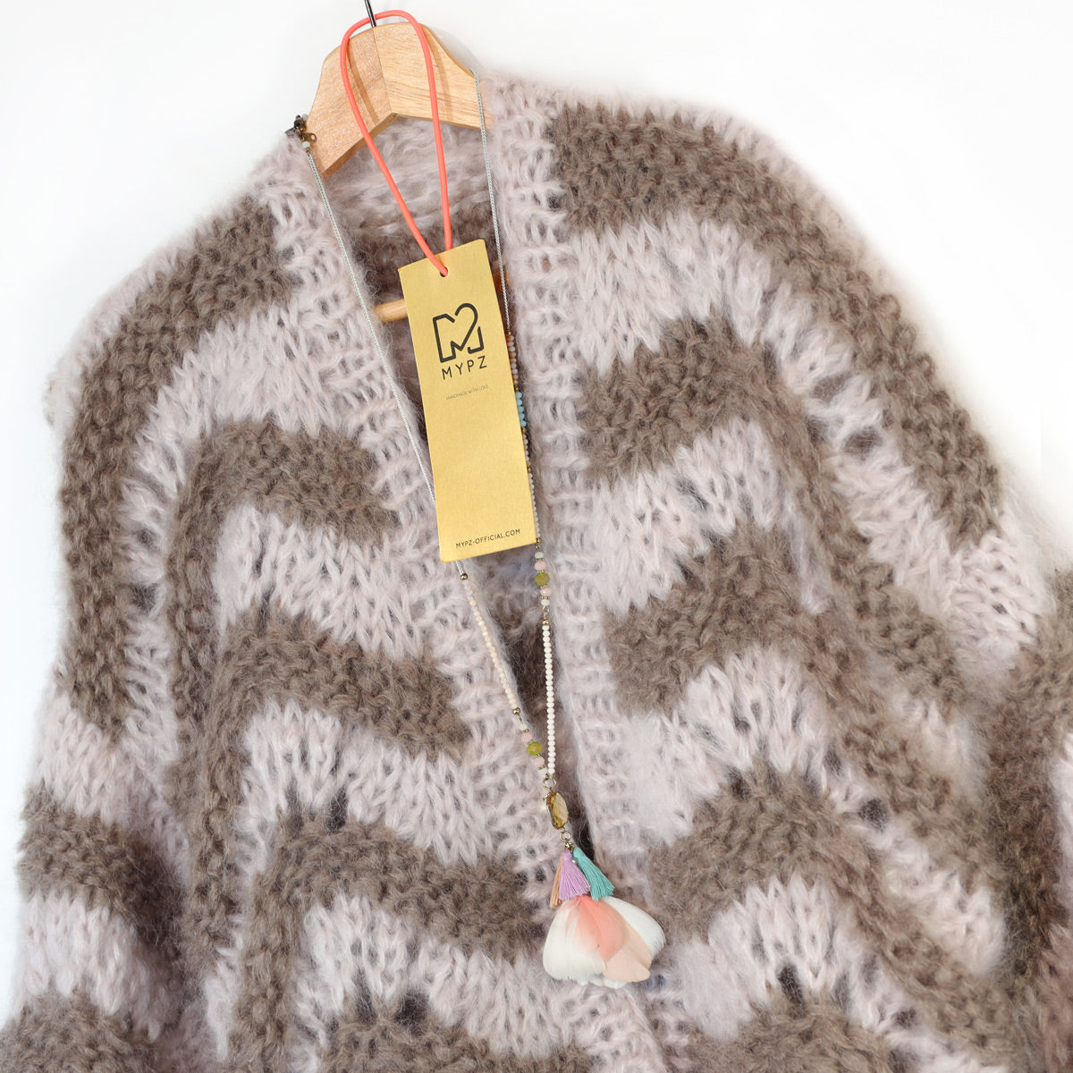Strickset – Kurzarm-Cardigan aus grobem Mohair Stonies Wave Nr.12 (ENG-DE-NL-ES-FR-IT-DA-SV-NO)