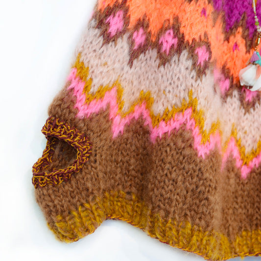MYPZ Chunky Topdown Mohair Poncho Brownberry