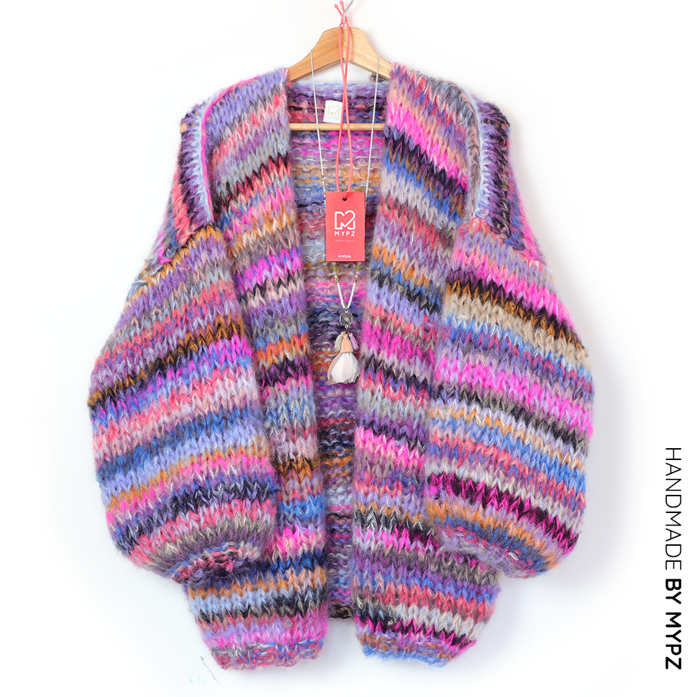 Strickanleitung – MYPZ basic chunky mohair cardigan Flirty Red (ENG-NL-DE)