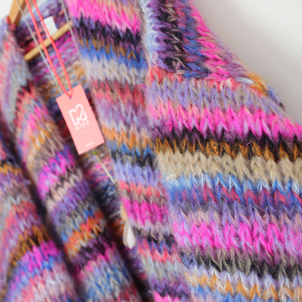 Strickanleitung – MYPZ basic chunky mohair cardigan Flirty Red (ENG-NL-DE)