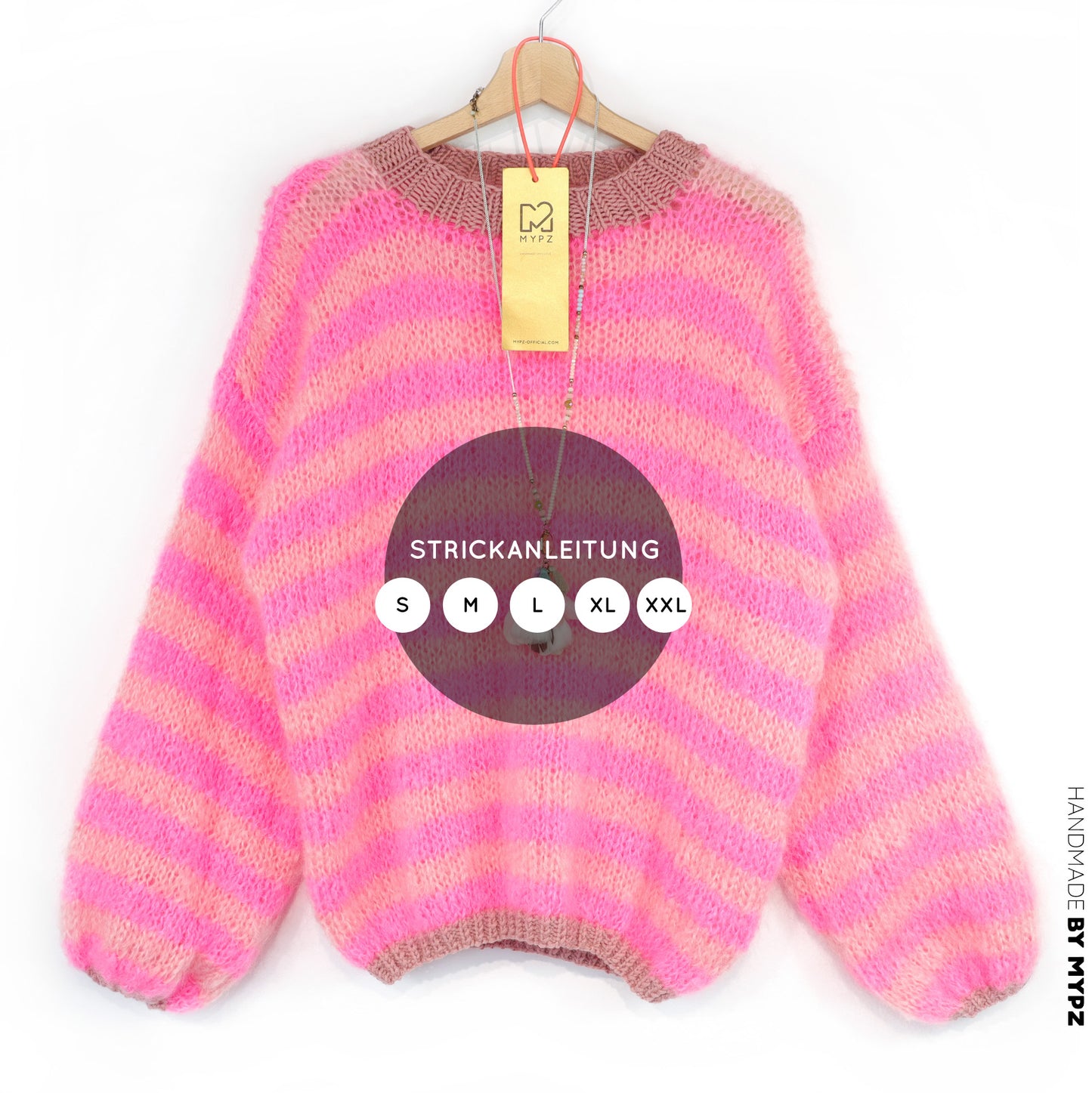 Strickanleitung – MYPZ Light Mohair Pullover Sweet Bubblegum No8 (ENG-DE-NL)