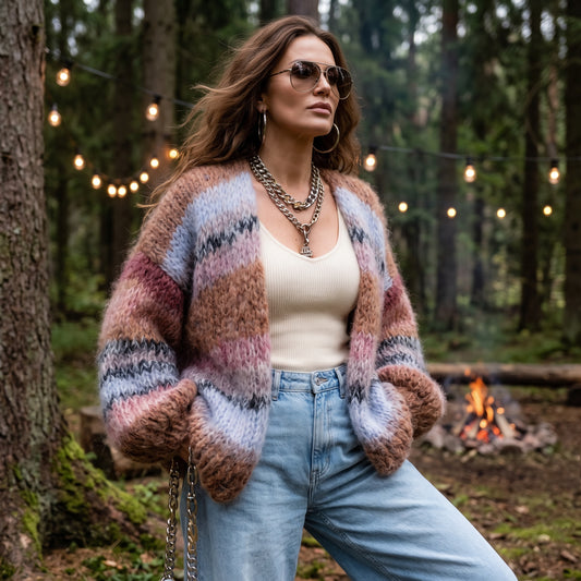 MYPZ Chunky Mohair Cardigan Walnut No15