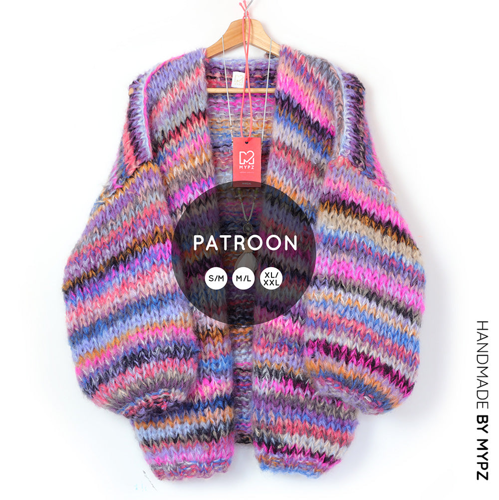 Strickanleitung – MYPZ basic chunky mohair cardigan Flirty Red (ENG-NL-DE)