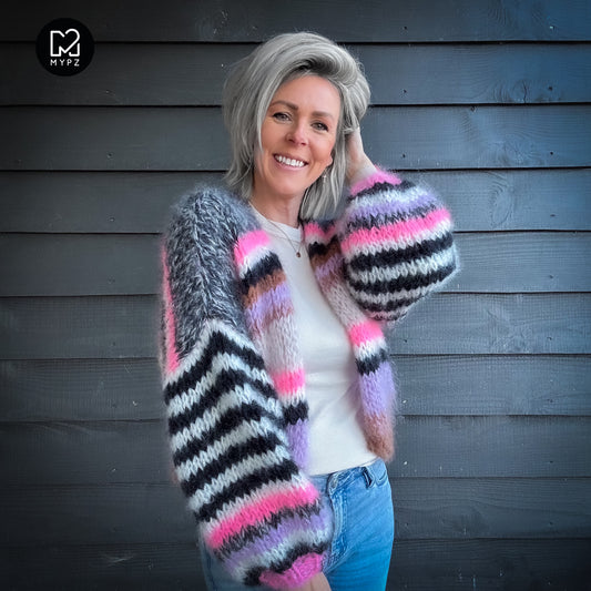 Strickanleitung – Short Chunky Mohair Cardigan Alex No.12 (ENG-NL-DE)