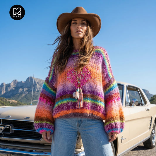 Strickset – MYPZ Kurze Chunky Pullover Neon Hearts No15 (ENG-NL-DE)