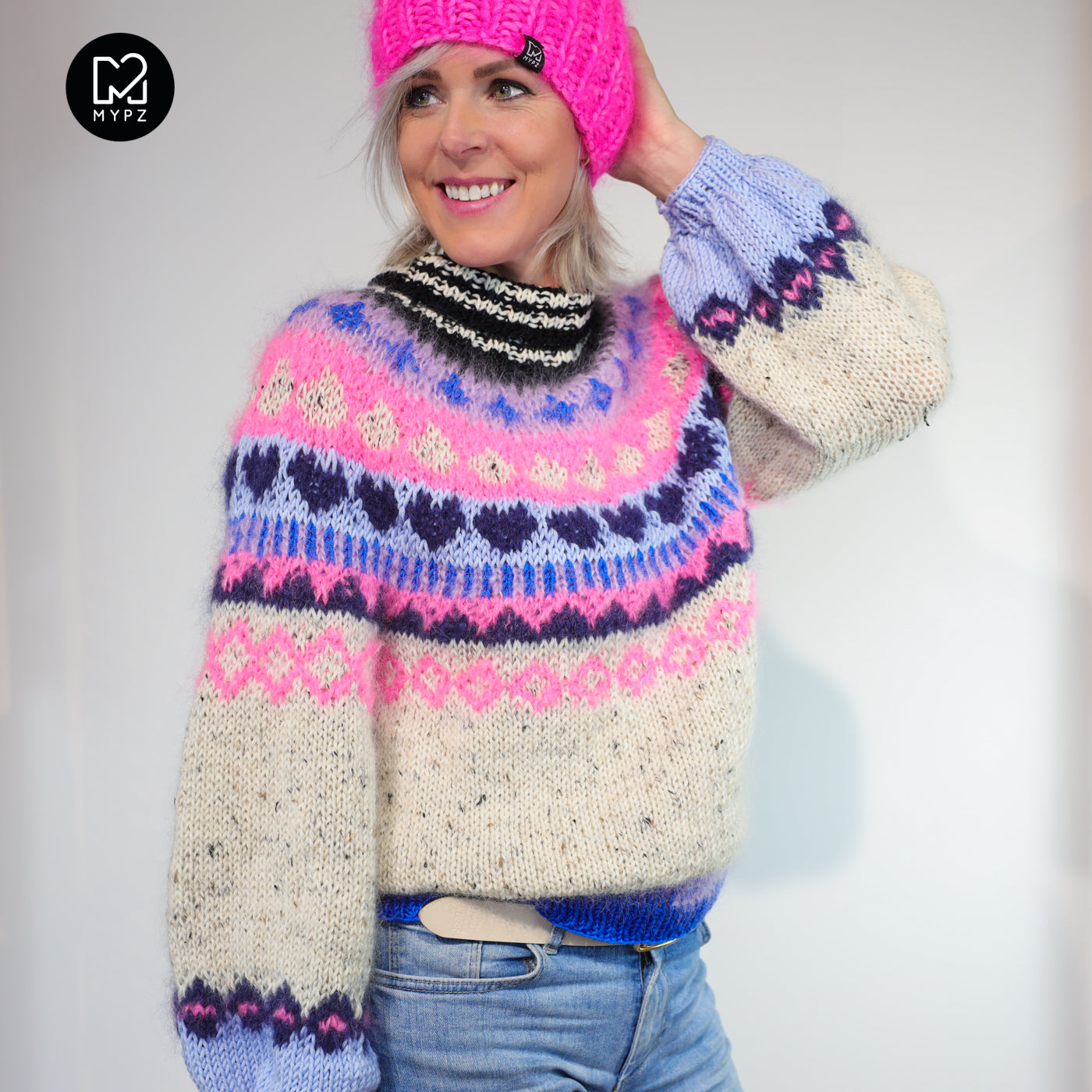 Strickanleitung – MYPZ top-down sweater Blue Heart No6 (ENG-NL-DE)