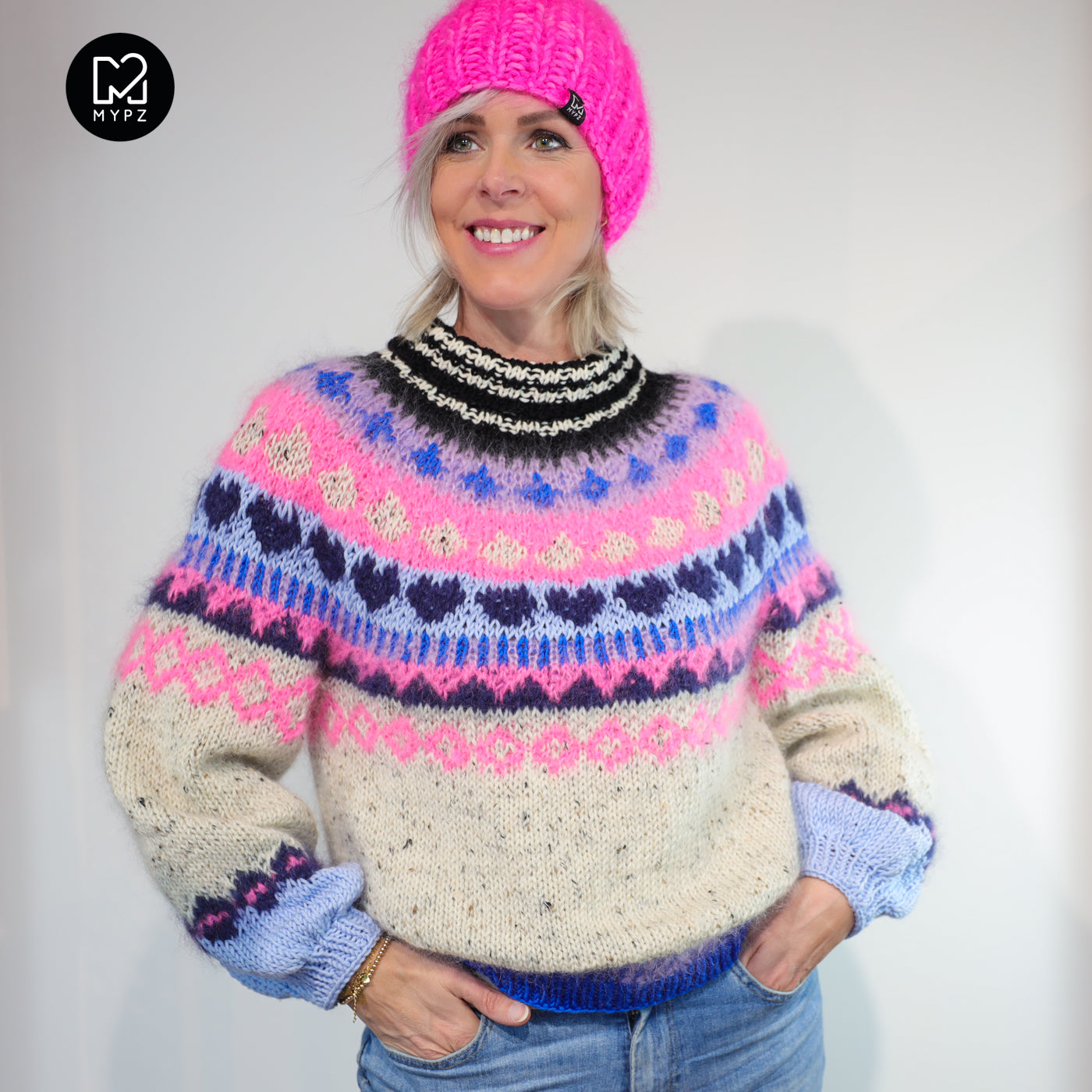 Strickanleitung – MYPZ top-down sweater Blue Heart No6 (ENG-NL-DE)