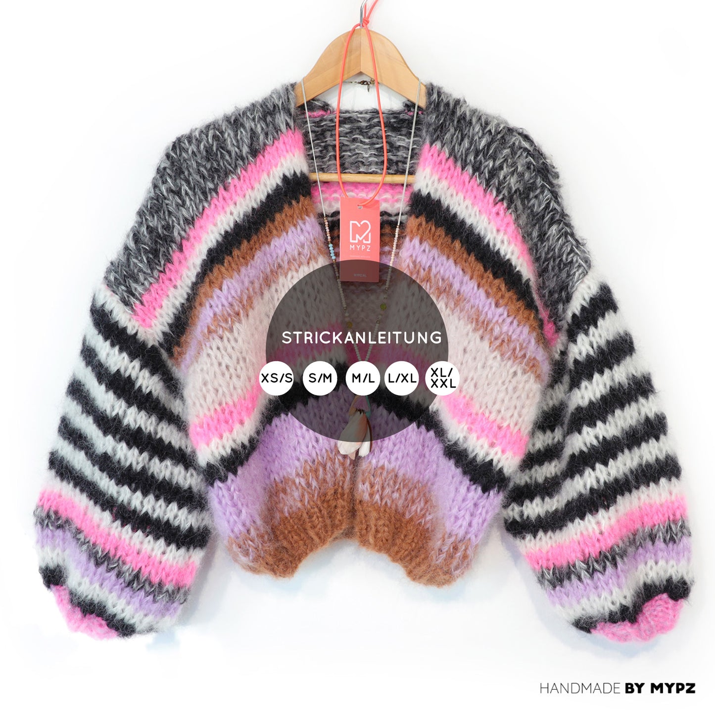 Strickanleitung – Short Chunky Mohair Cardigan Alex No.12 (ENG-NL-DE)