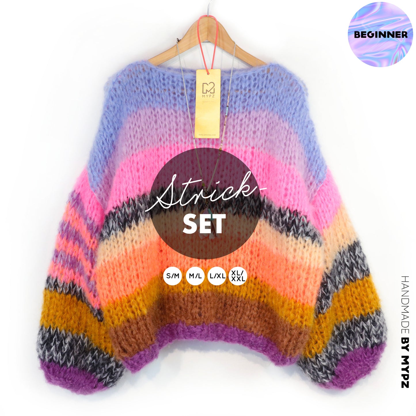 Strickset – MYPZ Basic Chunky Pullover Candy Heat No15 (ENG-NL-DE)
