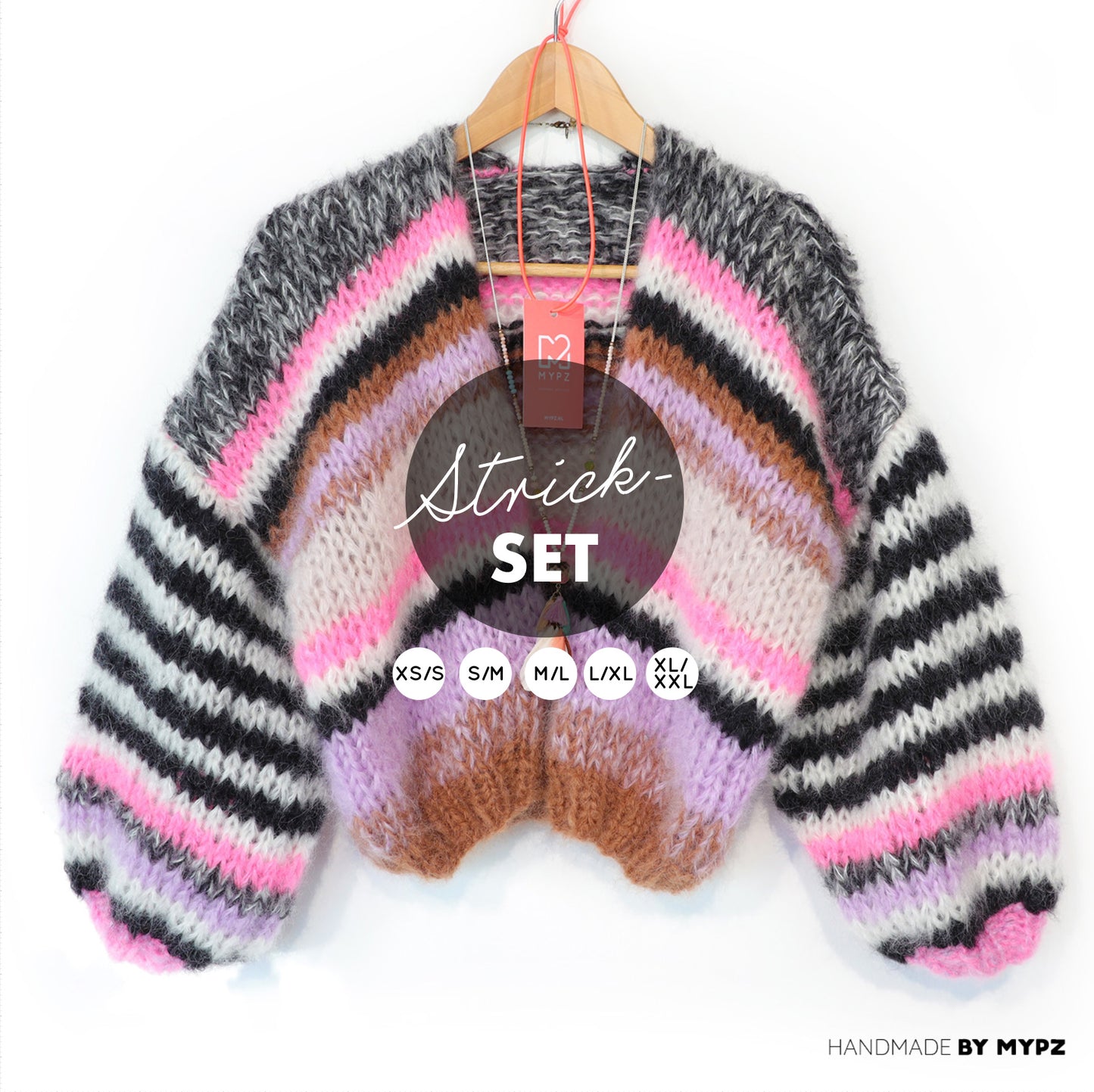 Strickset – Short Chunky Mohair Cardigan Alex No.12 (ENG-NL-DE)