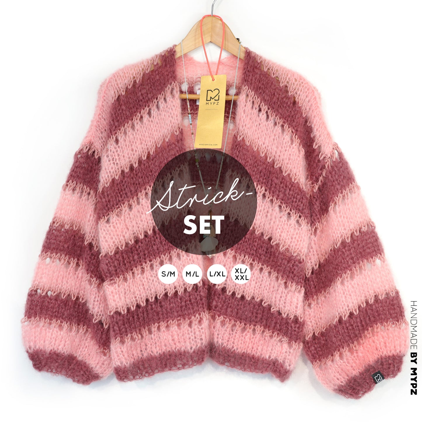 Strickset – MYPZ Short Light Mohair Cardigan Rose Burgundy No10 (ENG-NL-DE-FR-ES)