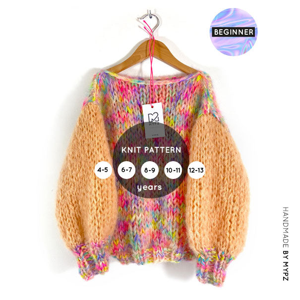 MYPZ knitting pattern chunky basic kids pullover beginner ENG