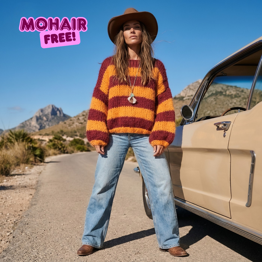 Knitting Kit – MYPZ Chunky Alpaca Pullover Merlot No15 – Beginner (ENG-NL-DE)