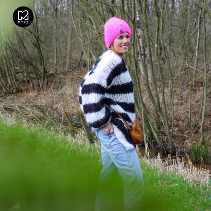 Strickset – MYPZ Chunky Mohair Cardigan Black & White No.15 (ENG-NL-DE)
