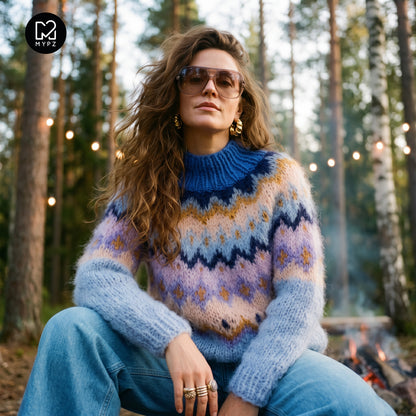 Strickset – MYPZ Chunky Topdown Mohair-Pullover Heidelbeere Nr.12 (ENG-DE-NL-ES-FR-IT-DA-SV-NO)