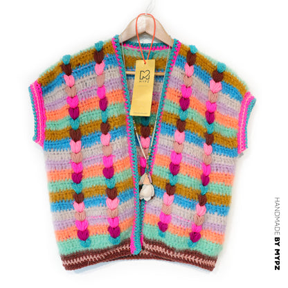 Crochet pattern - Chunky Mohair-merino vest Heartbeat (ENG-NL-DE-FR)