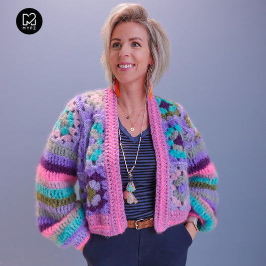 Häkelset - MYPZ Granny Mohair Cardigan Purple Candy (ENG-NL-DE)