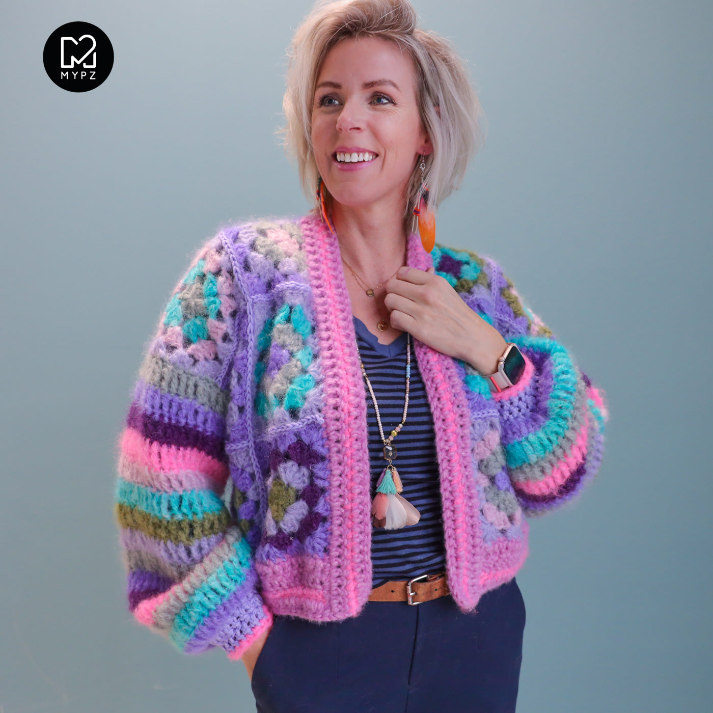 Crochet pattern - MYPZ Granny mohair cardigan Purple Candy (ENG-NL-DE)