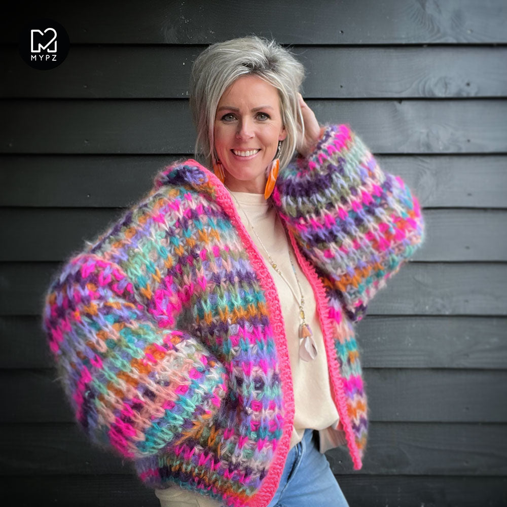 Knit pattern – MYPZ Chunky Mohair Rib Cardigan Confetti with hoodie No.12 (ENG-NL)