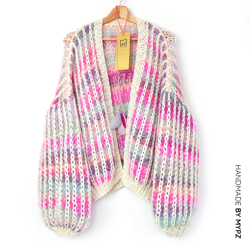 Knitting Kit – MYPZ Chunky Mohair Rib Cardigan Dusty-Pink No.12 (ENG-NL)