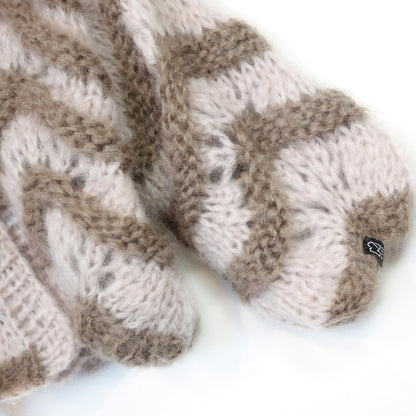 Strickset – Kurzarm-Cardigan aus grobem Mohair Stonies Wave Nr.12 (ENG-DE-NL-ES-FR-IT-DA-SV-NO)