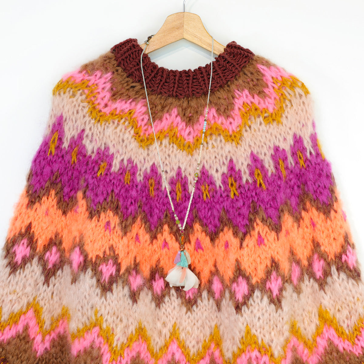 Strickanleitung – MYPZ Chunky Topdown Mohair-Poncho Brownberry Nr. 12 (ENG-DE-NL-ES-FR-IT-DA-SV-NO)