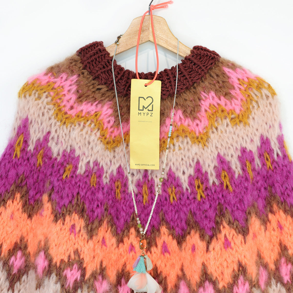 Strickanleitung – MYPZ Chunky Topdown Mohair-Poncho Brownberry Nr. 12 (ENG-DE-NL-ES-FR-IT-DA-SV-NO)