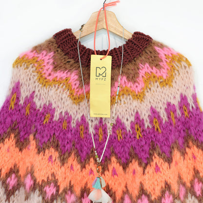 Strickanleitung – MYPZ Chunky Topdown Mohair-Poncho Brownberry Nr. 12 (ENG-DE-NL-ES-FR-IT-DA-SV-NO)