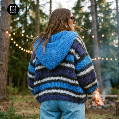 Strickmuster – MYPZ Hooded Chunky Mohair Bomber Cardigan Blue Nr.15 (ENG-DE-NL-ES-FR-IT-DA-SV-NO)