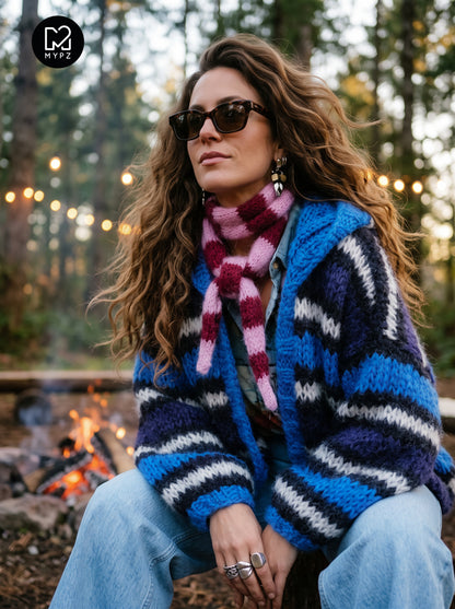 Strickmuster – MYPZ Hooded Chunky Mohair Bomber Cardigan Blue Nr.15 (ENG-DE-NL-ES-FR-IT-DA-SV-NO)