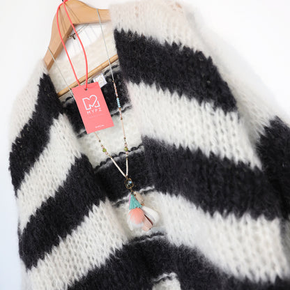 Strickset – MYPZ Chunky Mohair Cardigan Black & White No.15 (ENG-NL-DE)