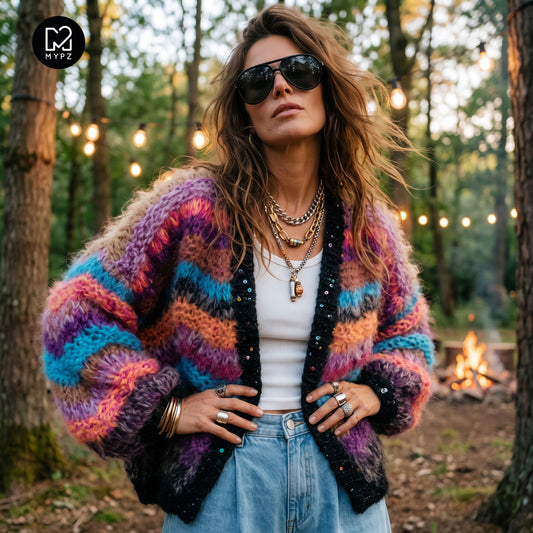 MYPZ Kurz-Cardigan aus dickem Mohair Maple Wave Nr. 12