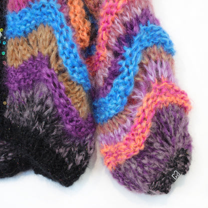 Strickmuster – Kurzer Chunky-Mohair-Cardigan Maple Wave Nr.12 (ENG-DE-NL-ES-FR-IT-DA-SV-NO)