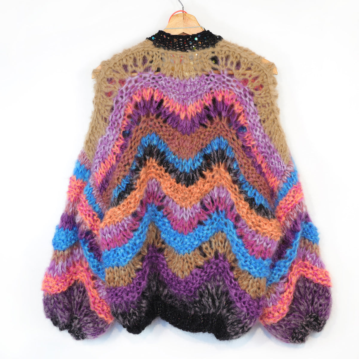 Strickmuster – Kurzer Chunky-Mohair-Cardigan Maple Wave Nr.12 (ENG-DE-NL-ES-FR-IT-DA-SV-NO)