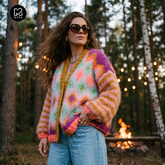 Strickset – Grobmaschige Mohairjacke Flora Nr.12 (ENG-DE-NL-ES-FR-IT-DA-SV-NO)