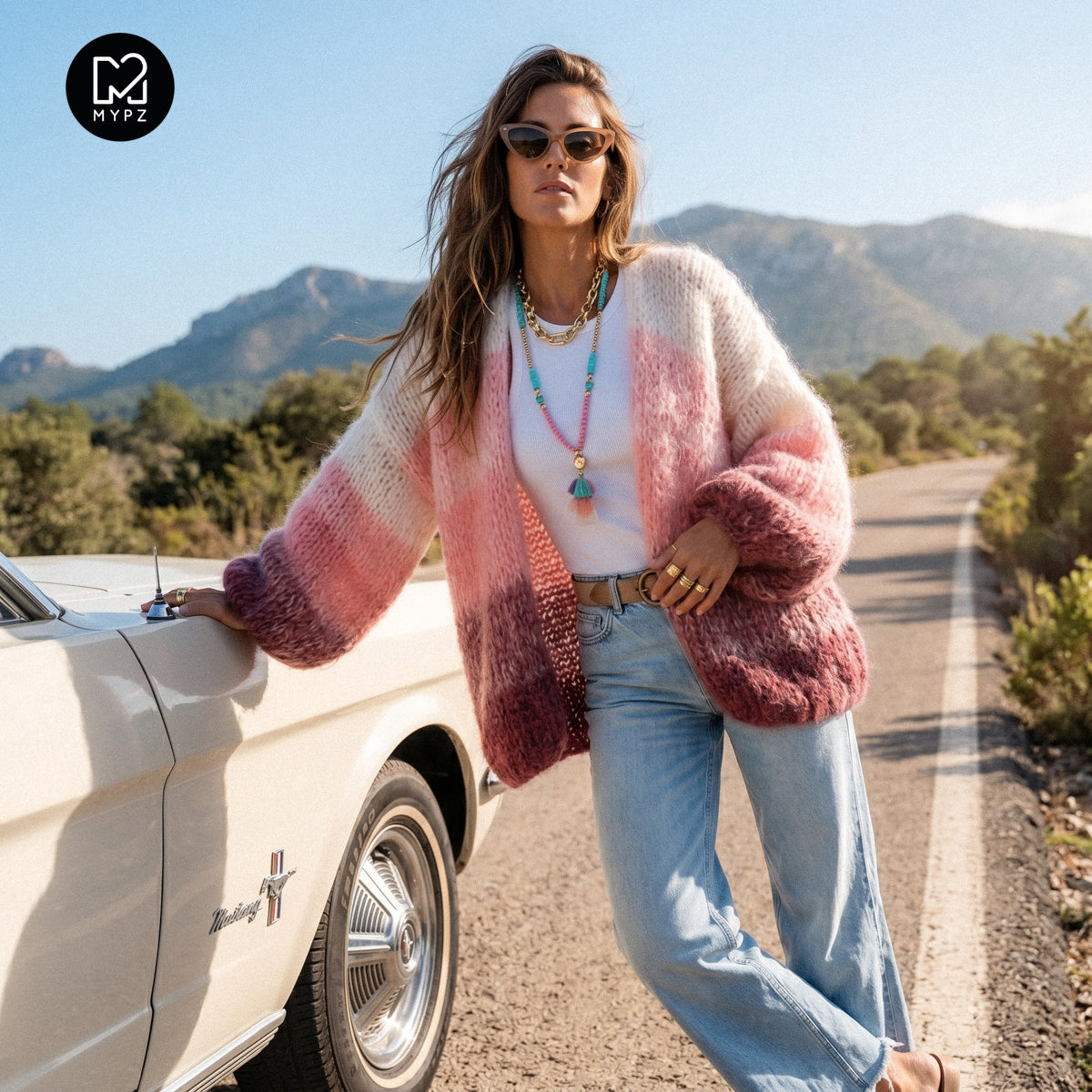 Strickset – MYPZ Chunky Mohair Cardigan Gradient Melon No. 15