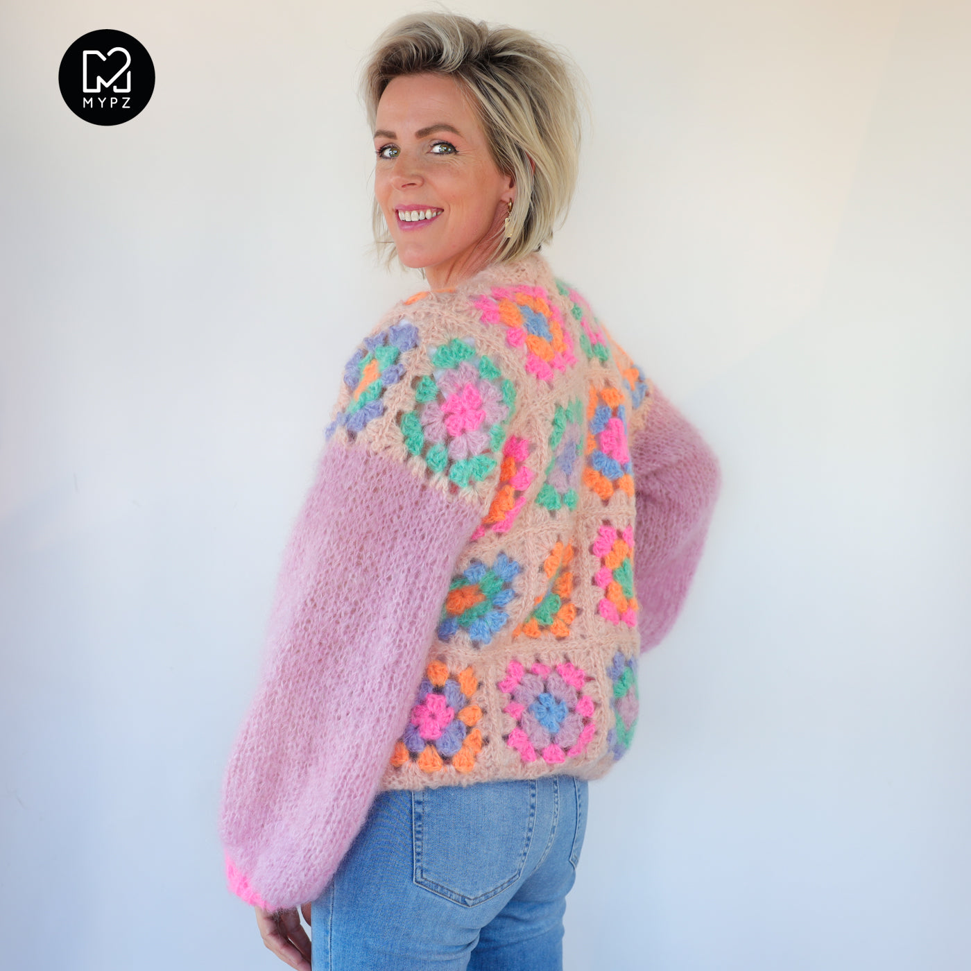 Crochet kit - MYPZ Granny square mohair cardigan Marshmallow (ENG-NL-DE)