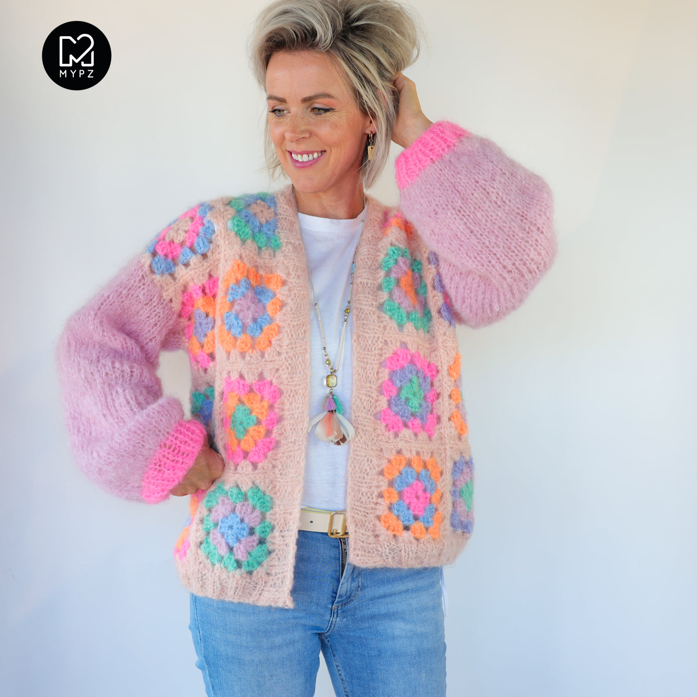 Häkelset - MYPZ Granny square mohair cardigan Marshmallow (ENG-NL-DE)