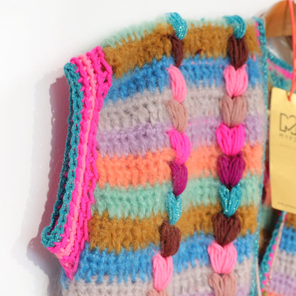 Crochet pattern - Chunky Mohair-merino vest Heartbeat (ENG-NL-DE-FR)