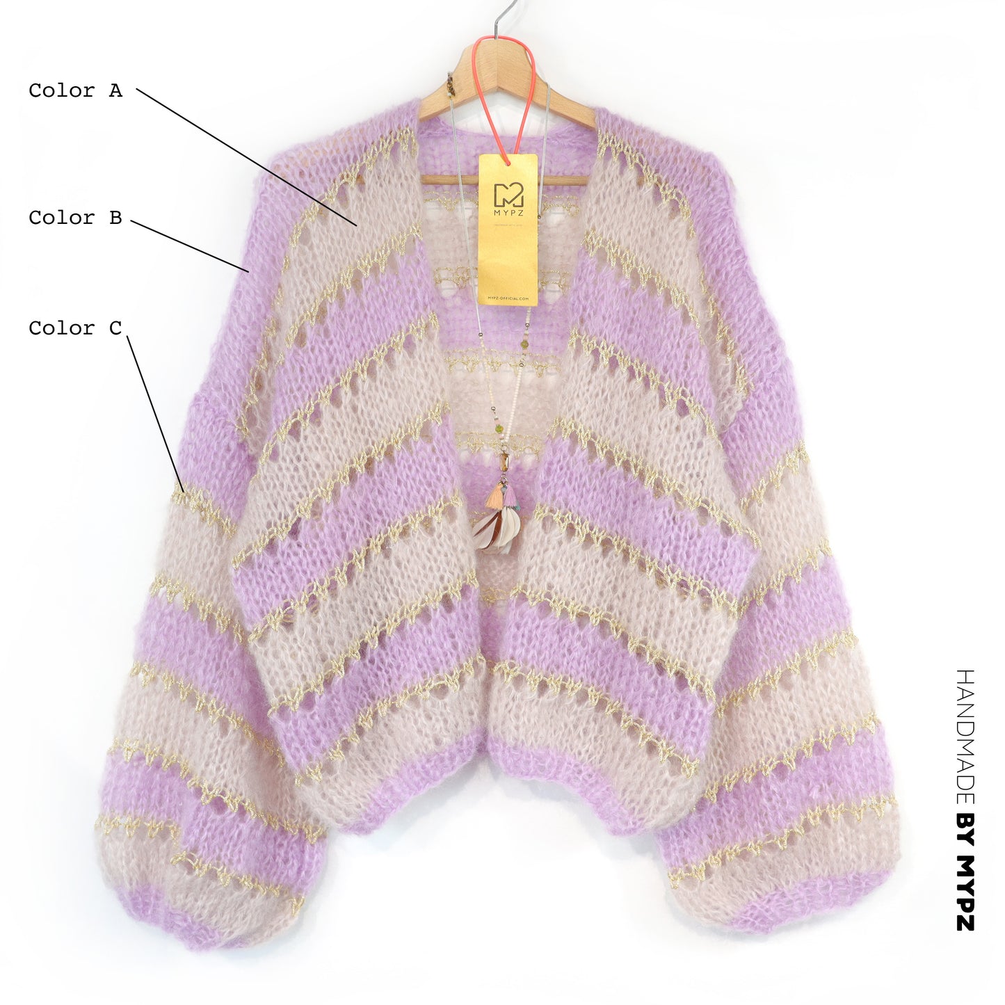 Design your own kit  – Strickset MYPZ Light Mohair Cardigan gestreift Nr. 10 (ENG-NL-DE-FR-ES)