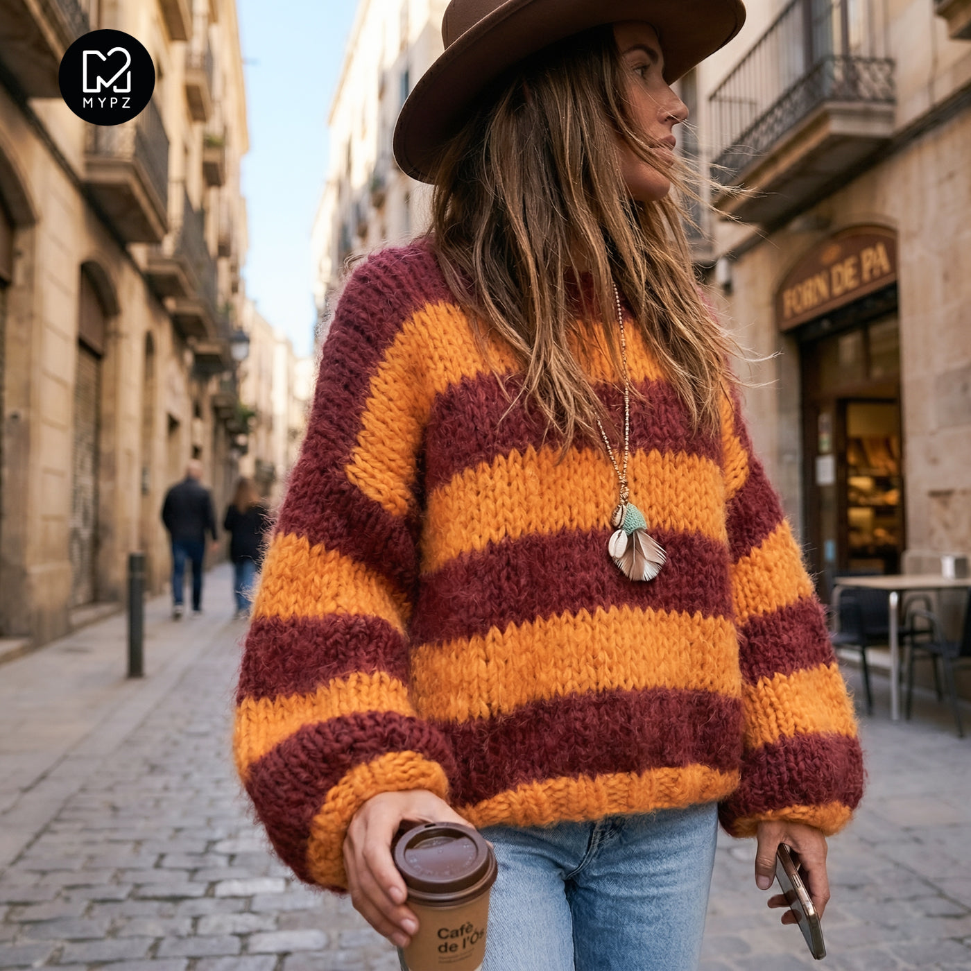 Strickset – MYPZ Chunky Alpaca Pullover Merlot No15 – Beginner (ENG-NL-DE)