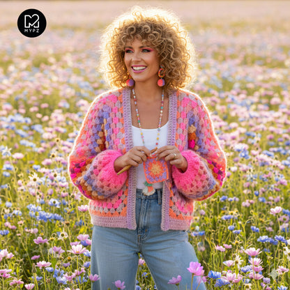 Häkelset - MYPZ Hexagon Cardigan Pink Vibes