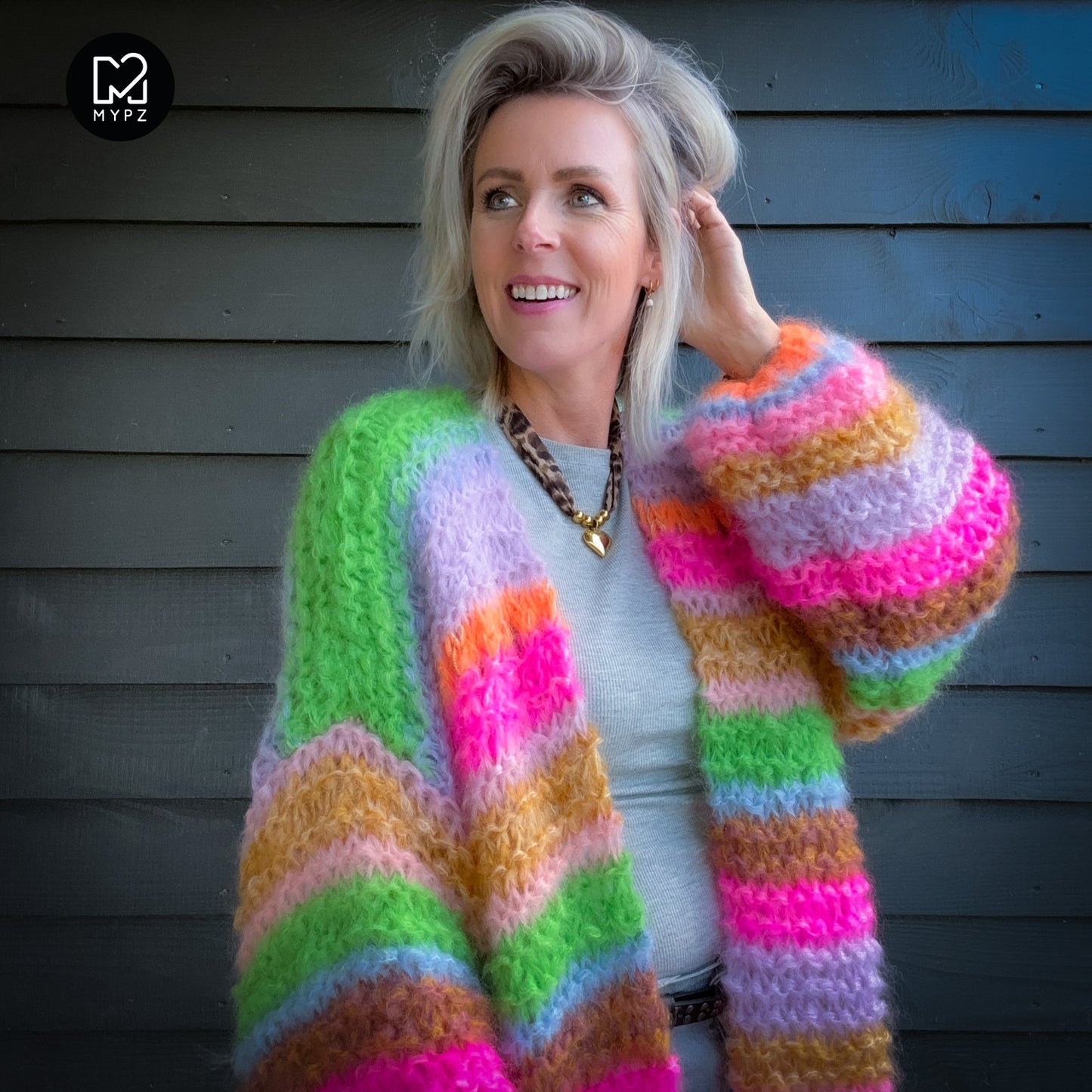 Knit pattern – MYPZ Chunky Mohair Cardigan Rainbow Sorbet No.15 (ENG-NL-DE)