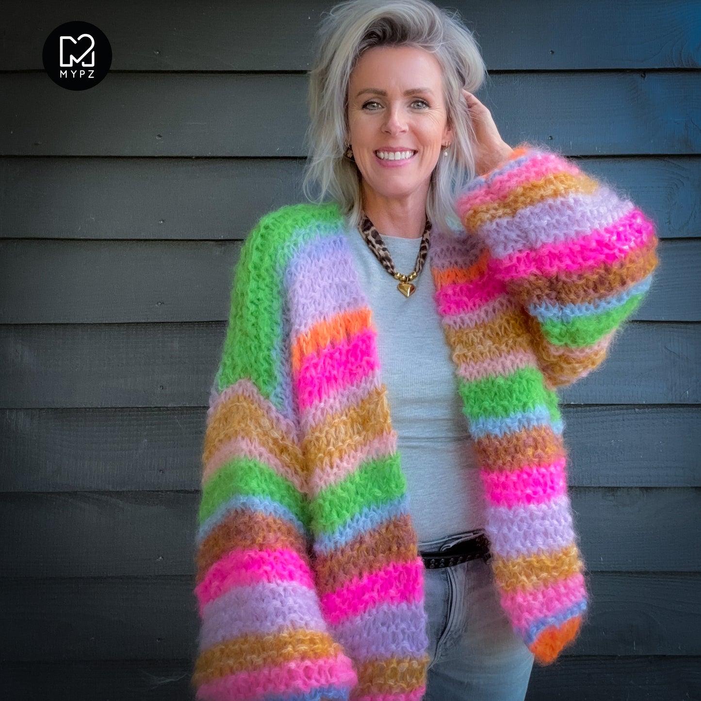 Knit pattern – MYPZ Chunky Mohair Cardigan Rainbow Sorbet No.15 (ENG-NL-DE)