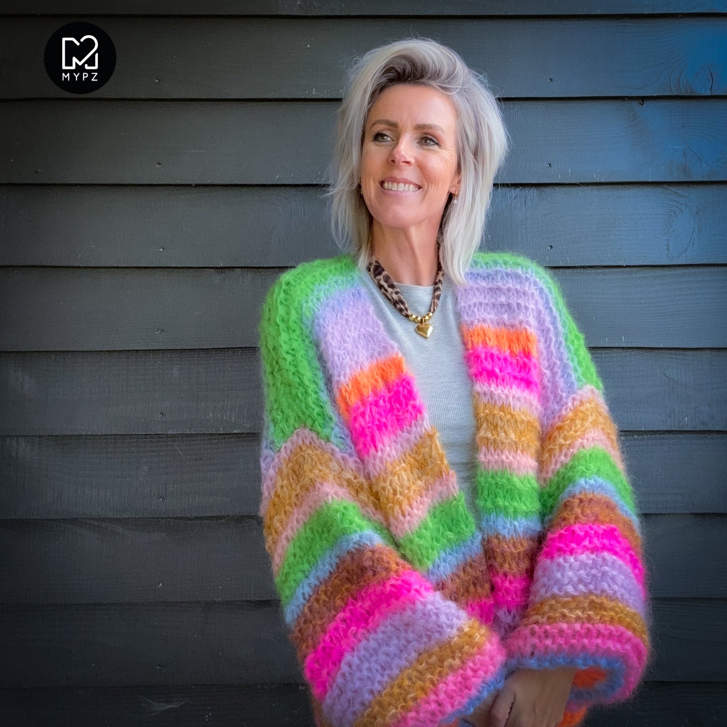 Knit pattern – MYPZ Chunky Mohair Cardigan Rainbow Sorbet No.15 (ENG-NL-DE)