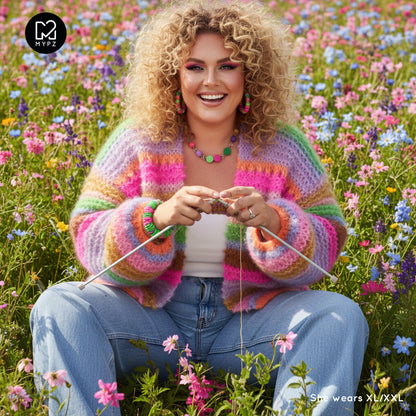 Knit pattern – MYPZ Chunky Mohair Cardigan Rainbow Sorbet No.15 (ENG-NL-DE)