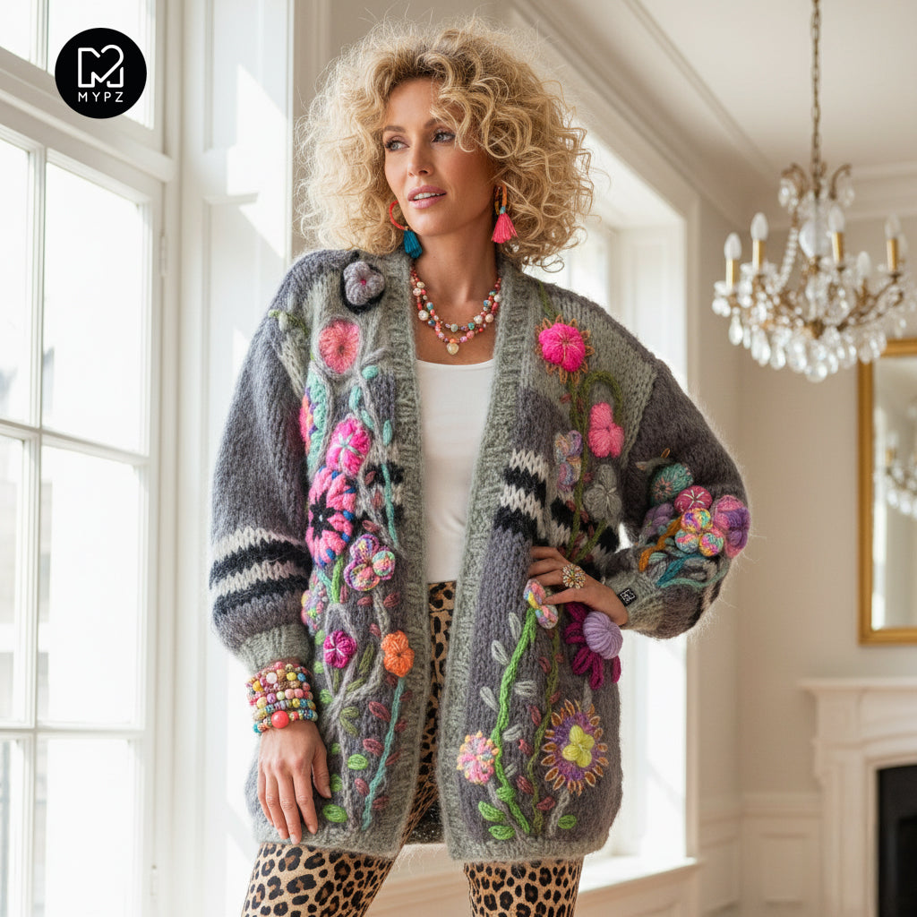Chunky Mohair cardigan Roses