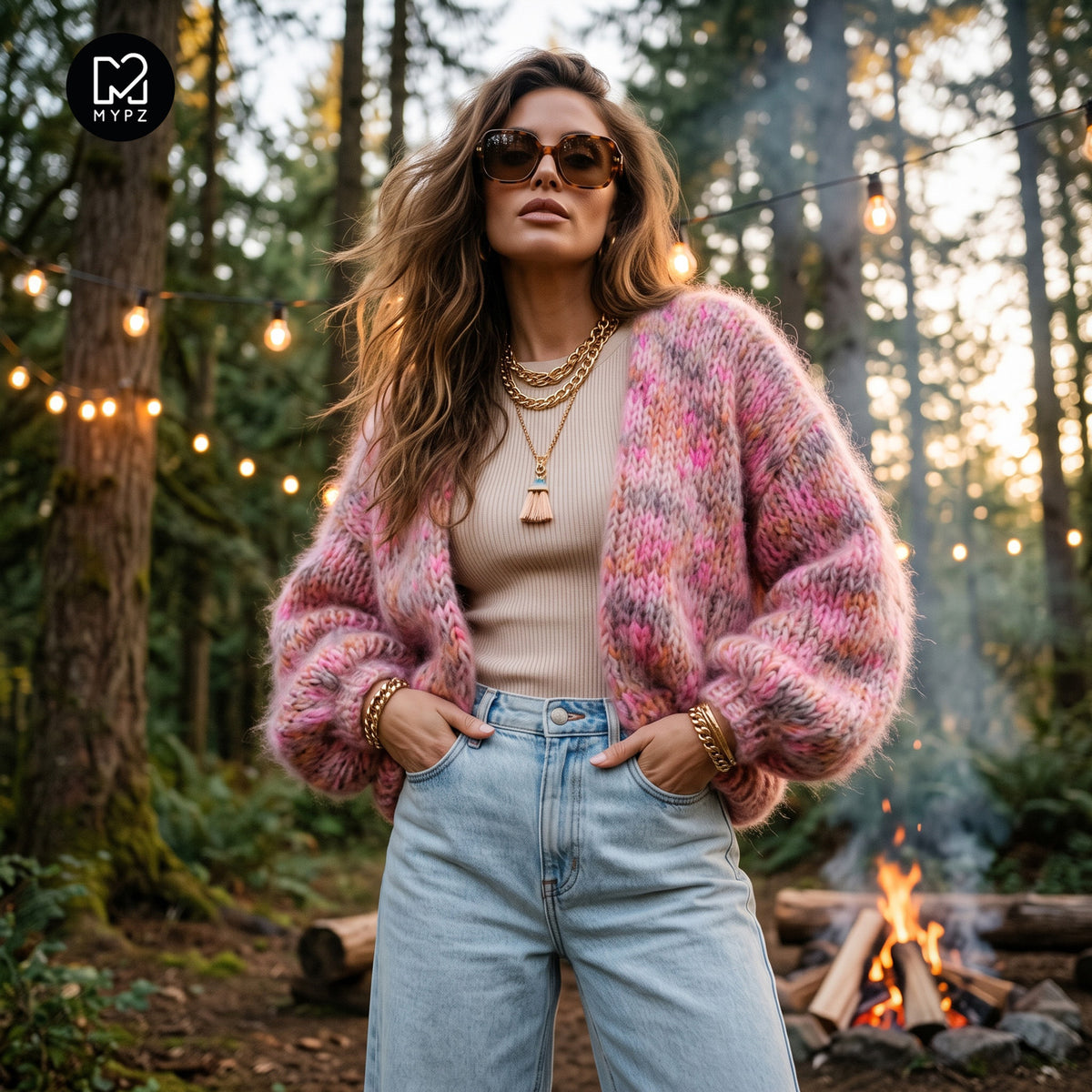 Strickmuster – MYPZ kurzer Chunky-Alpaka-Mohair-Cardigan Pecan Dream Nr.15 (ENG-DE-NL-ES-FR-IT-DA-SV-NO)