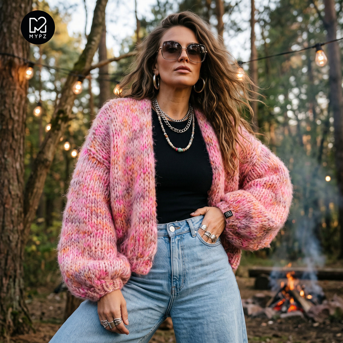 Strickmuster – MYPZ kurzer Chunky-Alpaka-Mohair-Cardigan Pecan Dream Nr.15 (ENG-DE-NL-ES-FR-IT-DA-SV-NO)