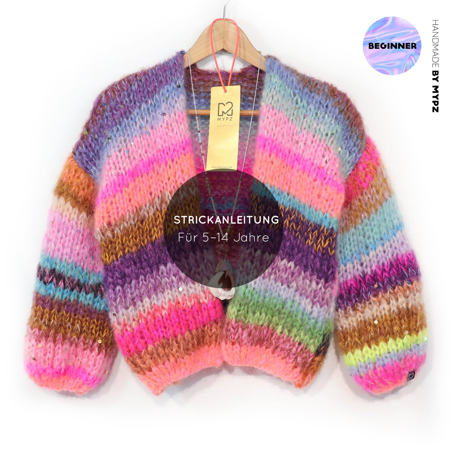 Strickanleitung – MYPZ Chunky Mohair Cardigan Unicorn Glow No12 (ENG-NL-DE)